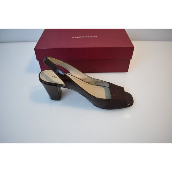 Ellen Tracy Chocolate Platform Heels Square Toe Size 9 New in Box ET-Jess - Picture 2 of 12